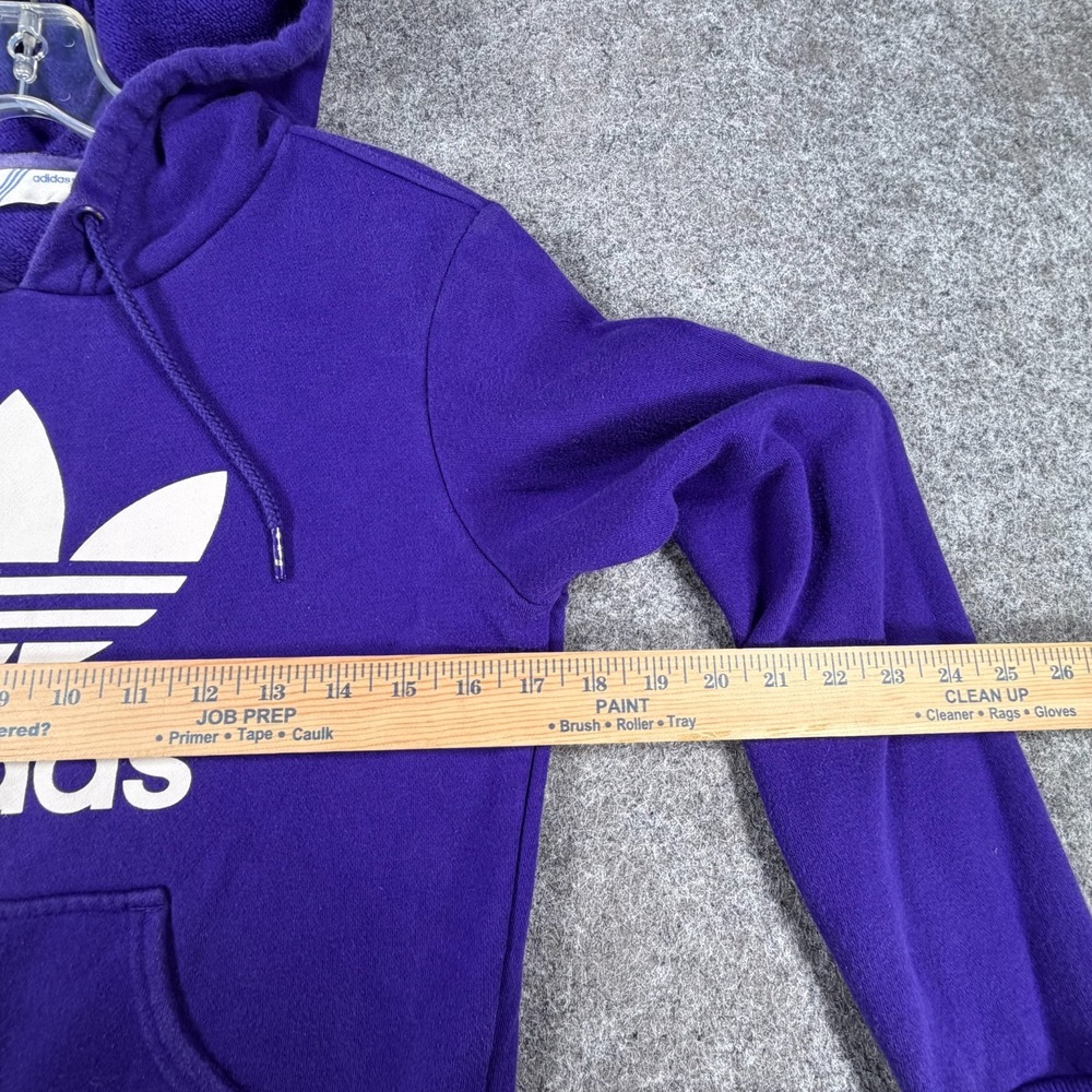 Adidas Hoodie Womens Small Purple Graphic Print Fleece Lined Rib Trim Athleisure - Picture 14 of 15